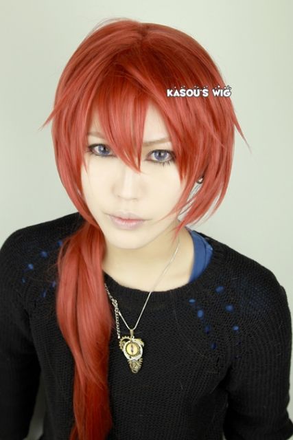 100cm / 39.5" Rurouni Kenshin Kenshin Himura long copper red  orange  ponytail cosplay wig  ( SP13 )
