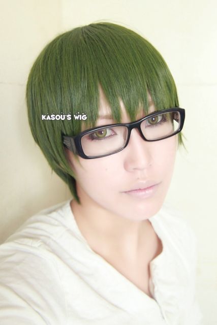 Kuroko no basketball /  KNB  Midorima Shintaro short smooth  olive green cosplay wig