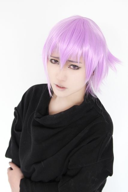 Soul Eater Crona short layers light purple cosplay wig . pre cut bangs
