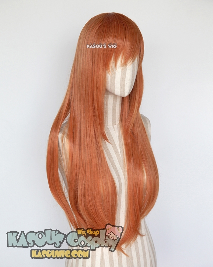 L-2 / SP15 pumpkin orange 75cm long straight wig . Tangle