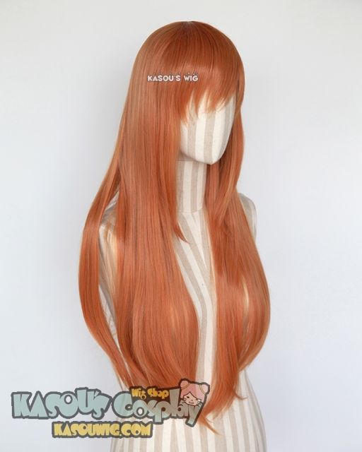 L-2 / SP15  pumpkin orange  75cm long straight wig . Tangle Resistant fiber