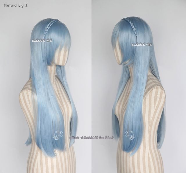 Kiznaiver Niiyama Sonozaki Noriko 80cm long light blue cosplay wig with clip-on braid