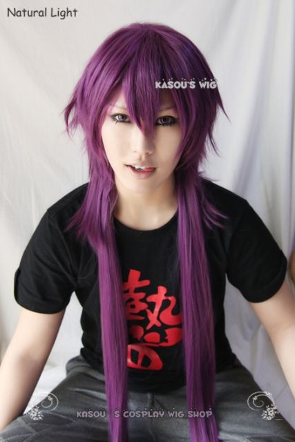 100cm / 39.5" Magi  The labyrinth of magic Sinbad long straight grape purple cosplay wig SP40