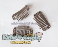 3pcs Snap clips black tan yellow . Hair Extension Clips .