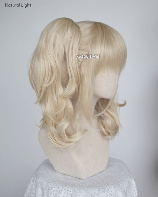 Harley Quinn blonde cosplay wig with two curly clips . lolita hair ( KA006)