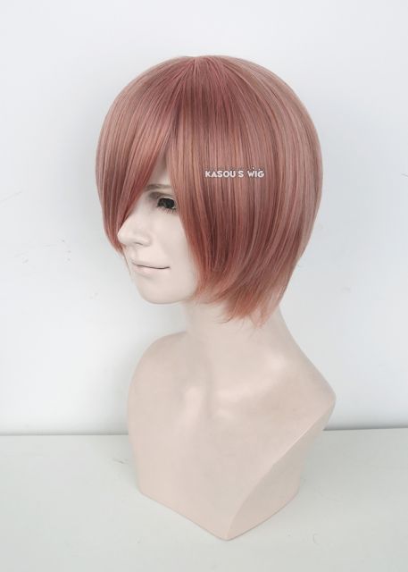 S-2 /  KA037 dusty pink short bob smooth cosplay wig with long bangs