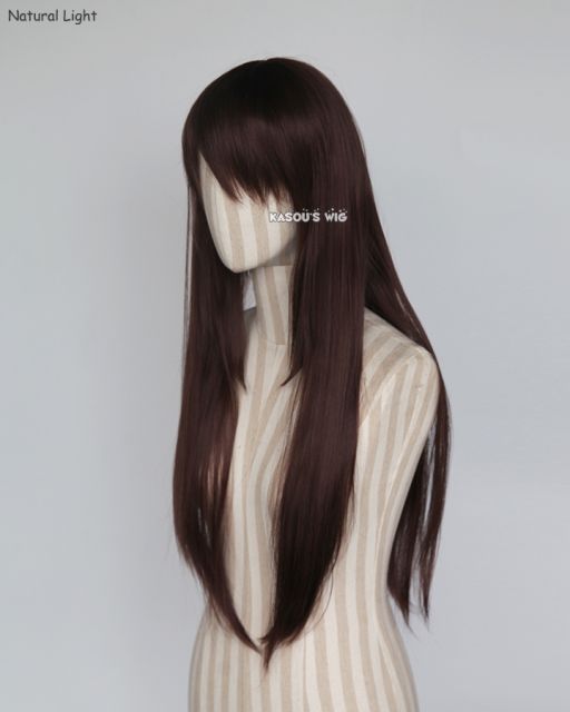 L-2 / SP07  chocolate brown  75cm long straight wig . Tangle Resistant fiber