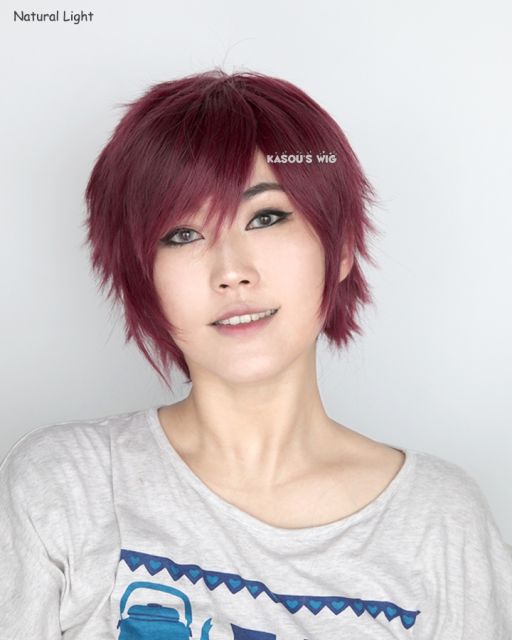 S-1 / SP18>>31cm / 12.2"  wine red short layered wig easy to style . Tangle Resistant fiber