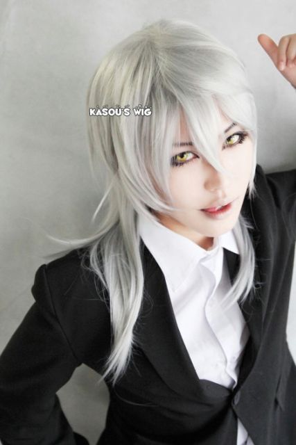 Bungou Stray Dogs Yukichi Fukuzawa/ Magi Sharrkan Psycho Pass Shogo Makishima 50cm long layers silver cosplay wig