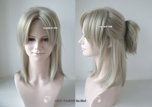 Gangsta Worick Arcangelo light ash blonde half ponytail with a small fluffy clip . 45cm ( SP27 )