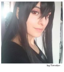 L-4 KA032 long straight versatile jet black cosplay wig  100cm / 39.5"