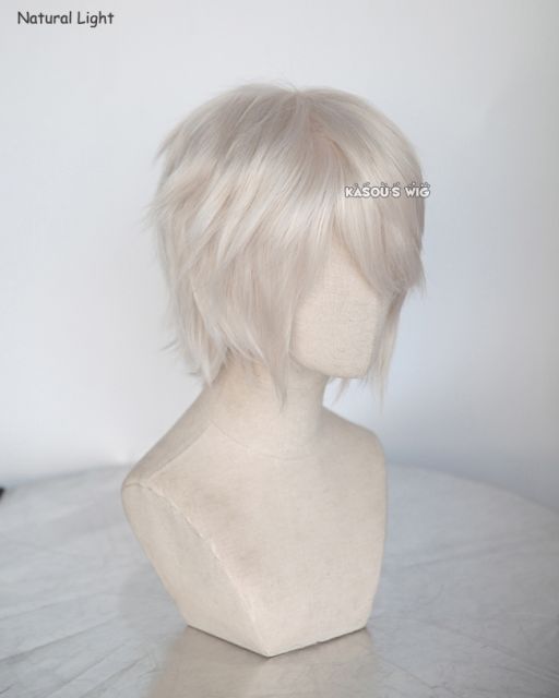 S-1 / SP05>>31cm / 12.2" short pearl white layered wig, easy to style,Hiperlon fiber