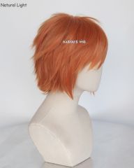 S-1 / SP15>>31cm / 12.2"  short pumpkin orange layered wig, easy to style,Hiperlon fiber