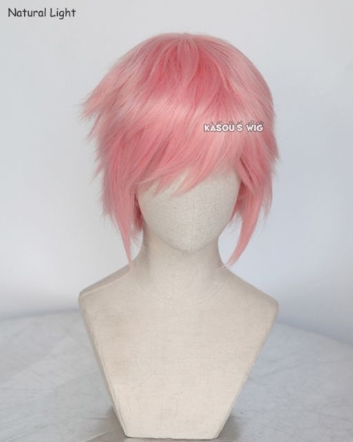 S-1 / SP12>>31cm / 12.2"  short pastel pink layered wig, easy to style,Hiperlon fiber