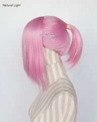 S-3 / KA034 baby pink ponytail base wig with long bangs.