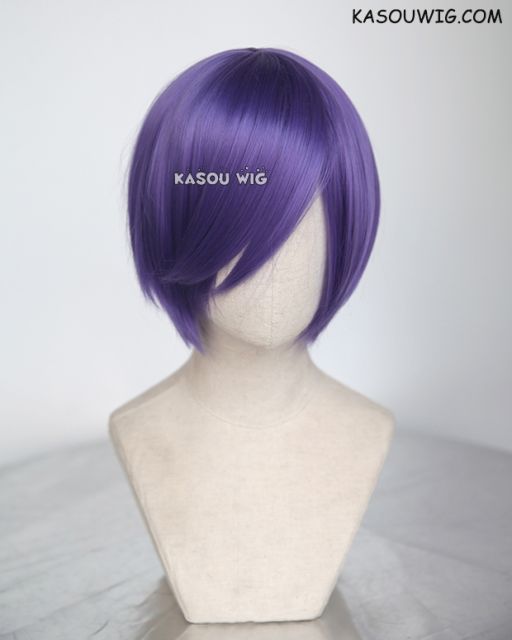 S-2 / KA057 cool purple short bob smooth cosplay wig with long bangs