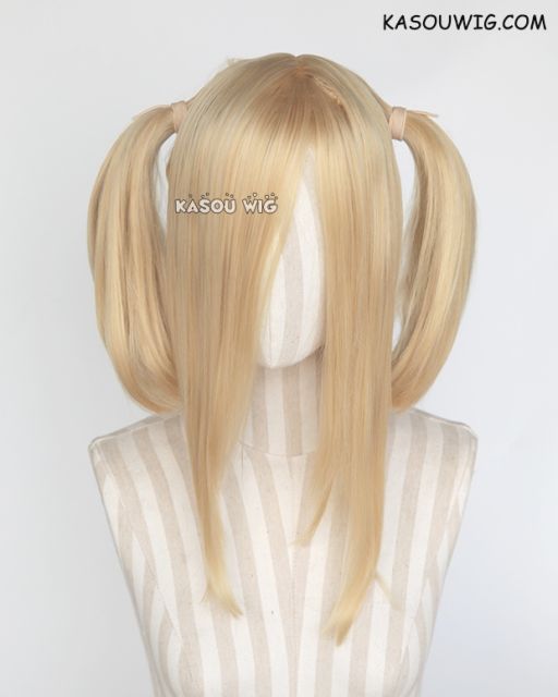 M-2/ KA011 ┇ 50CM / 19.7" Honey Butter blonde  pigtails base wig with long bangs.