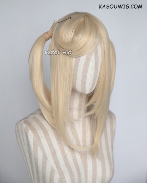 M-2/ SP08 ┇ 50CM / 19.7" cream blonde pigtails base wig with long bangs.