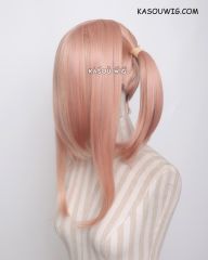 M-2/ SP20 ┇ 50CM / 19.7" peach pink pigtails base wig with long bangs.