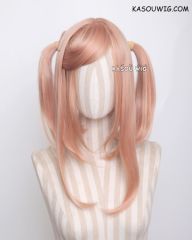M-2/ SP20 ┇ 50CM / 19.7" peach pink pigtails base wig with long bangs.