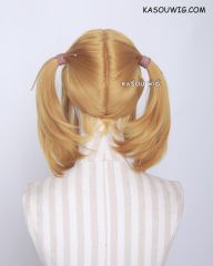M-2/ KA013 ┇ 50CM / 19.7" light golden pigtails base wig with long bangs.