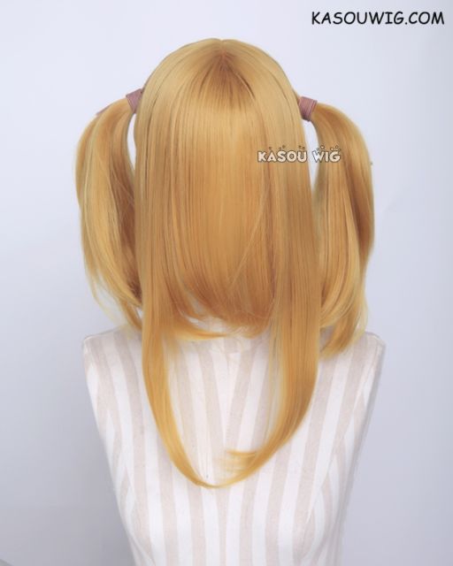 M-2/ KA013 ┇ 50CM / 19.7" light golden pigtails base wig with long bangs.