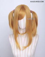 M-2/ KA013 ┇ 50CM / 19.7" light golden pigtails base wig with long bangs.