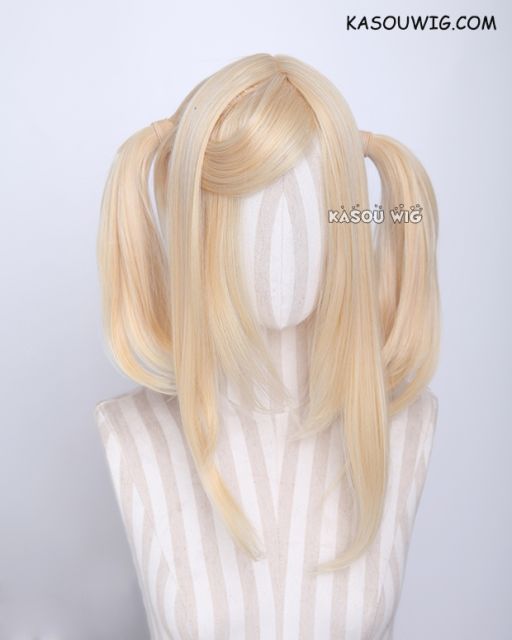 M-2/ KA008 ┇ 50CM / 19.7" yellow blonde  pigtails base wig with long bangs.