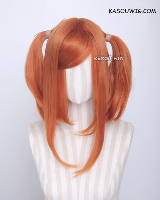 M-2/ KA021 ┇ 50CM / 19.7" burnt orange pigtails base wig with long bangs.