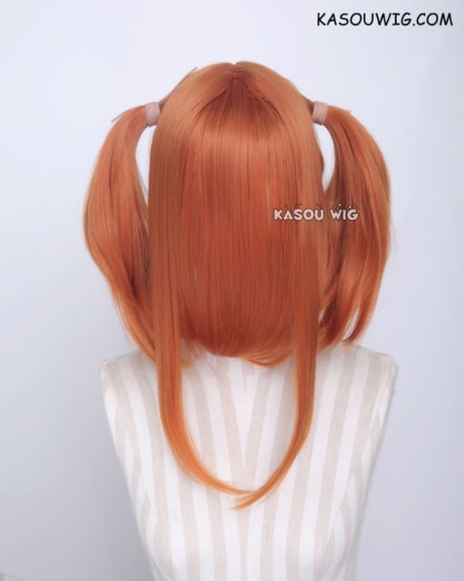 M-2/ KA021 ┇ 50CM / 19.7" burnt orange pigtails base wig with long bangs.