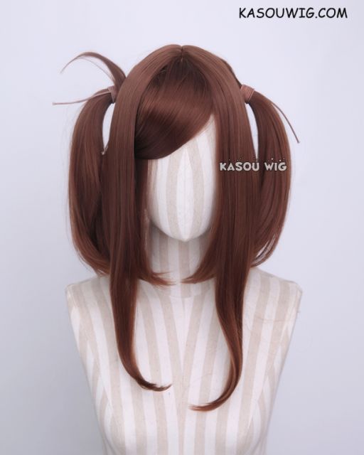 M-2/ KA026 ┇ 50CM / 19.7" Walnut Brown  pigtails base wig with long bangs.