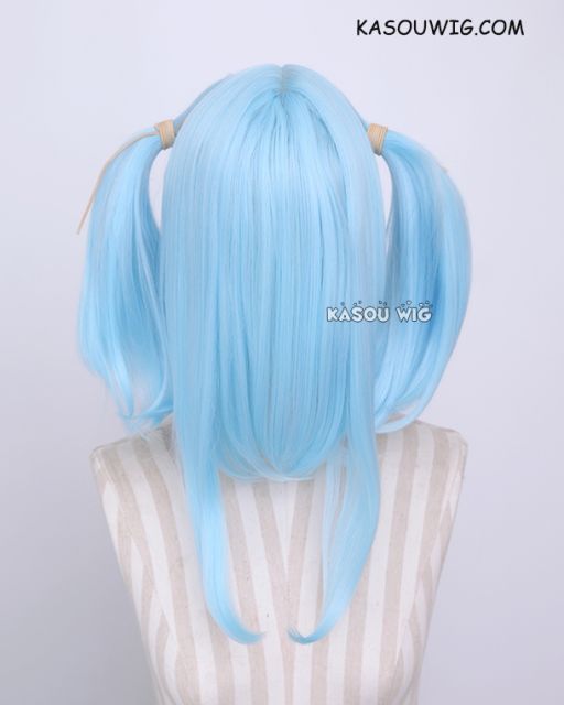 M-2 /  KA046 ┇ 50CM / 19.7" light blue pigtails base wig with long bangs.