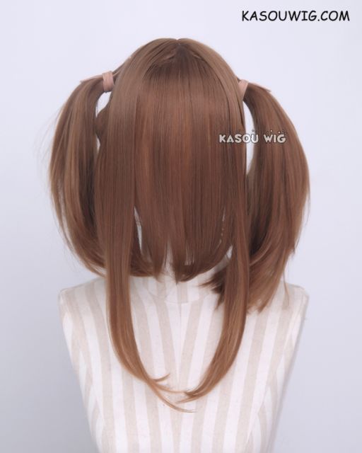 M-2/ KA024 ┇ 50CM / 19.7" light brown pigtails base wig with long bangs.