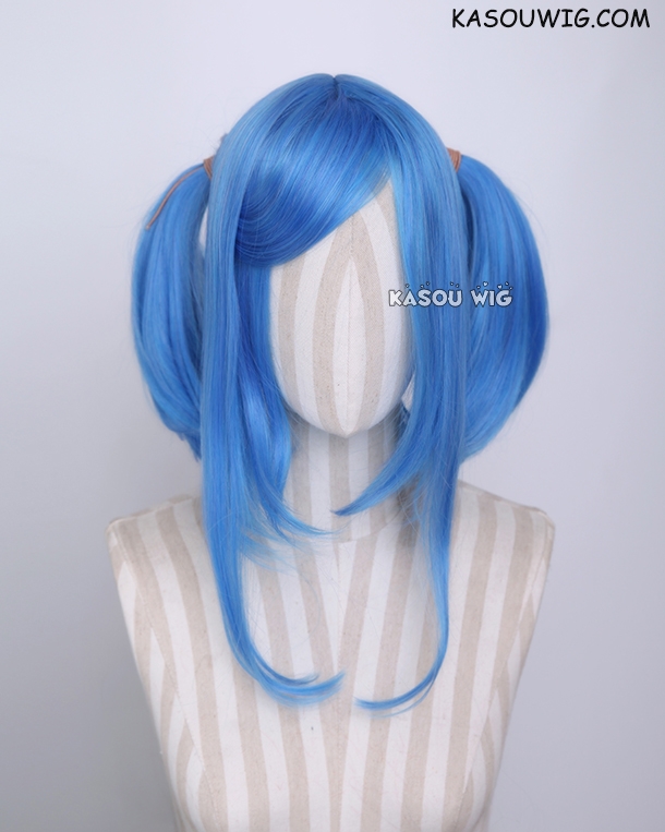 M 2 KA048 Dodger Blue pigtails base wig with long bangs