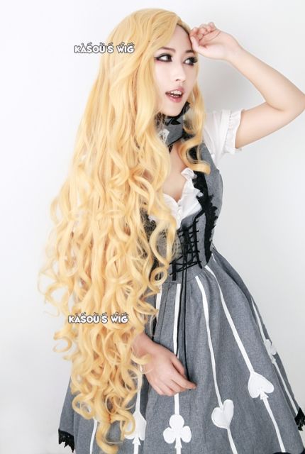 Ever After High pastel blonde Apple White 110cm long side parted wave cosplay wig . lolita hair