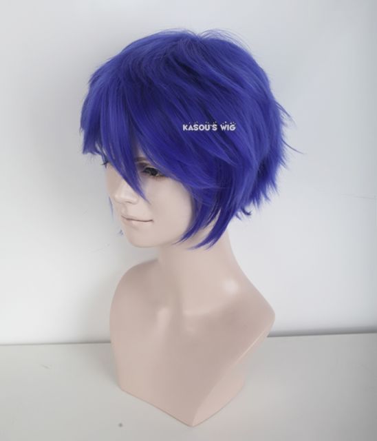S-1 / KA049>>31cm / 12.2" short persian blue layered wig, easy to style,Hiperlon fiber
