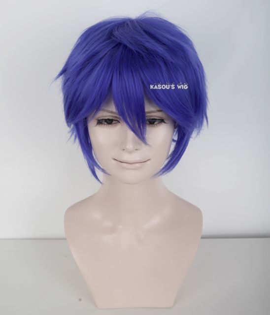 S-1 / KA049>>31cm / 12.2" short persian blue layered wig, easy to style,Hiperlon fiber