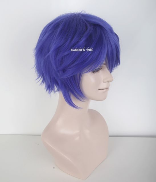 S-1 / KA049>>31cm / 12.2" short persian blue layered wig, easy to style,Hiperlon fiber