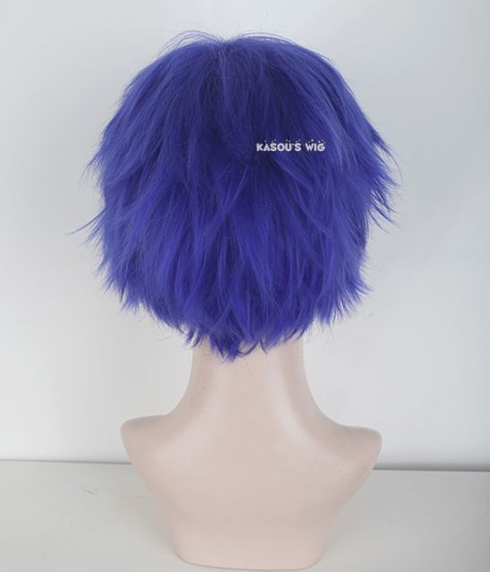 S-1 / KA049>>31cm / 12.2" short persian blue layered wig, easy to style,Hiperlon fiber