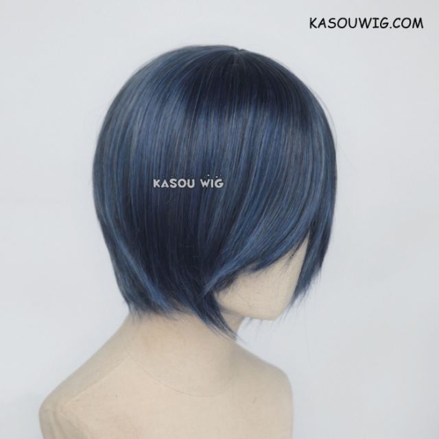 S-2 / KA051 navy blue short bob smooth cosplay wig with long bangs