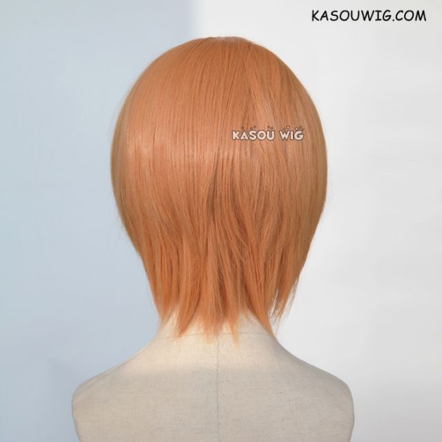 S-2 / SP19 pastel orange short bob smooth cosplay wig with long bangs