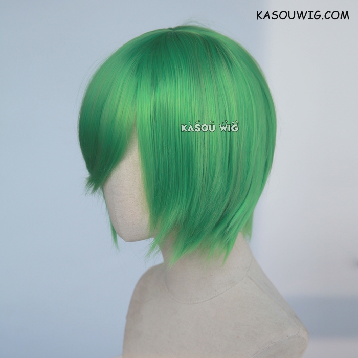 S 2 KA060 light green short bob smooth cosplay wig with long