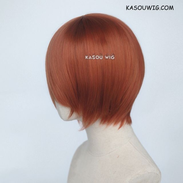 S-2 / SP06 Auburn brown short bob smooth cosplay wig with long bangs