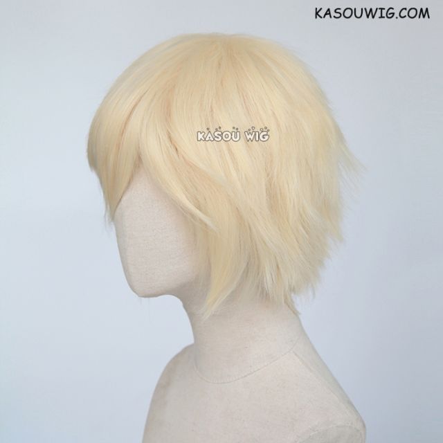 S-1 / SP08>31cm / 12.2"  short cream blonde  layered wig, easy to style,Hiperlon fiber