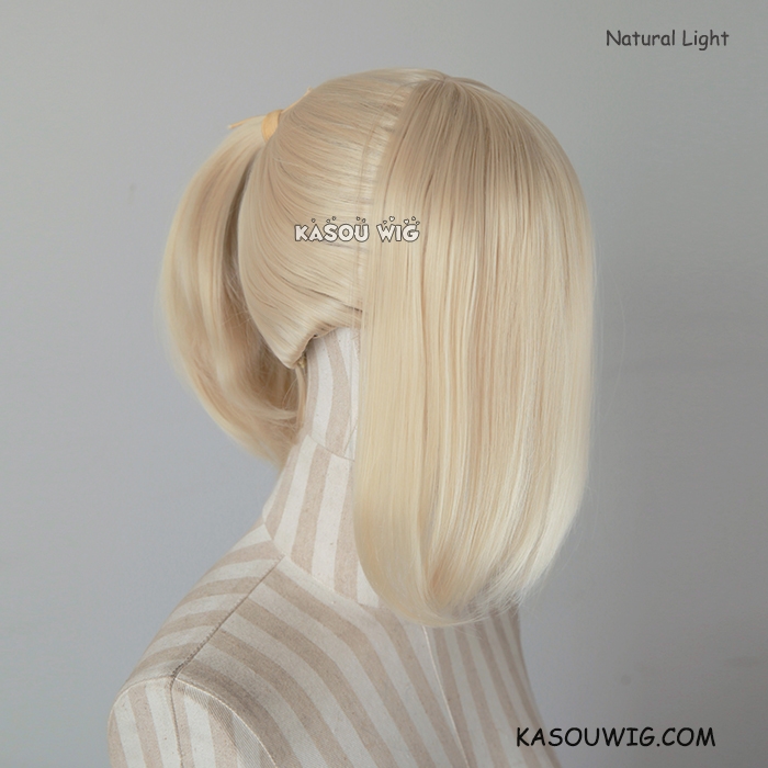 blonde wig with bangs and ponytail