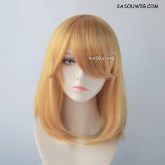 M-1/ KA013 light golden long bob cosplay wig. shouder length lolita wig suitable for daily use