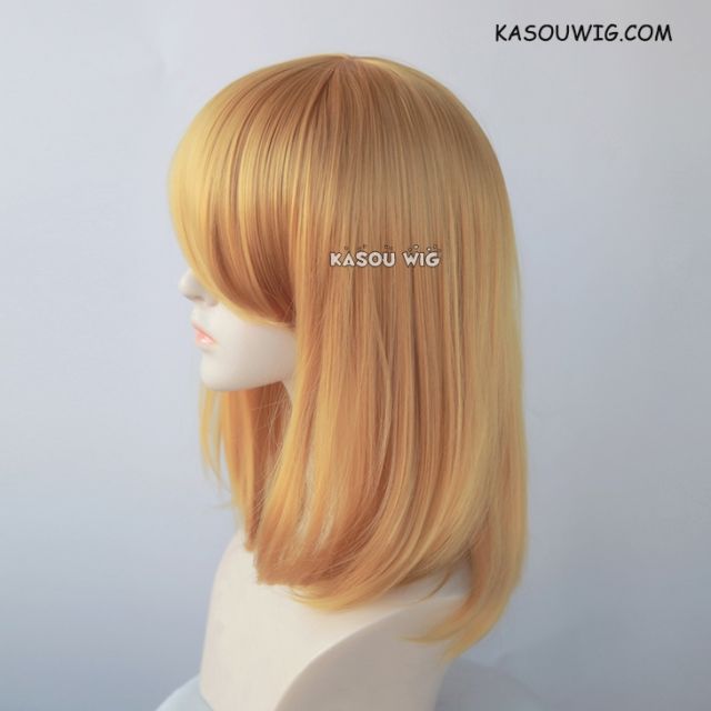 M-1/ KA013 light golden long bob cosplay wig. shouder length lolita wig suitable for daily use