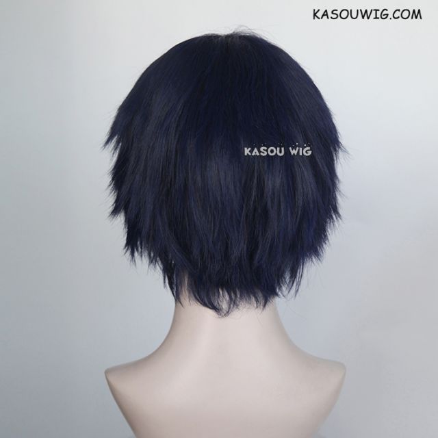 S-1 / SP14>31cm / 12.2"  short  midnight blue  layered wig, easy to style,Hiperlon fiber