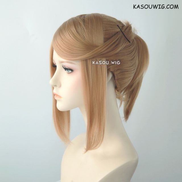 S-3 / KA017 dark natural blonde ponytail base wig with long bangs.