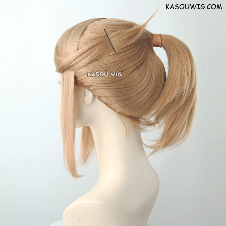 S 3 KA017 dark natural blonde ponytail base wig with long bangs